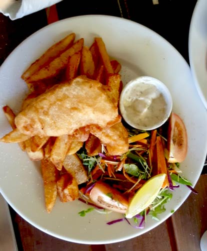 Battered Barra and Salad at the Burketown Pub.